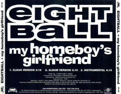 Eightball (3) : My Homeboy's Girlfriend (CD, Single, Promo)