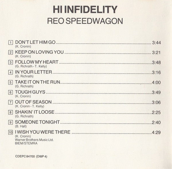 REO Speedwagon - Hi Infidelity (CD, Album, RE) (NM or M-)