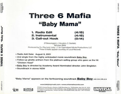 Three 6 Mafia : Baby Mama (CD, Single, Promo)