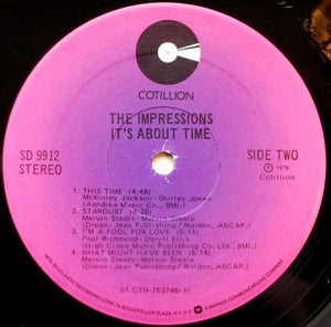 The Impressions : It's About Time (LP, Album, RI)