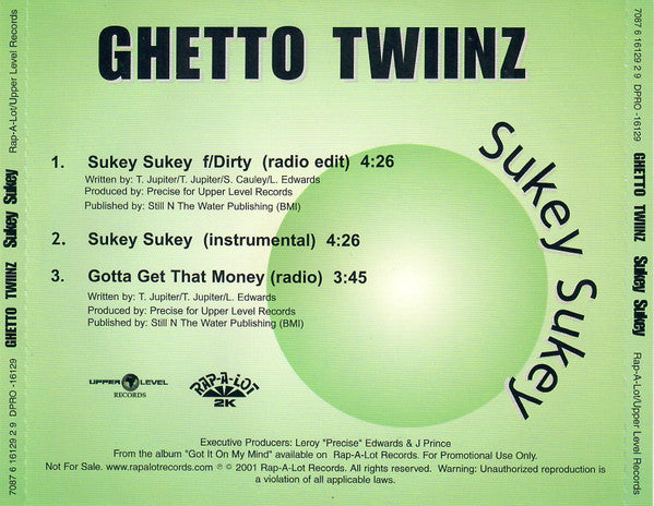 Ghetto Twiinz Feat. Dirty (4) : Sukey Sukey (CD, Single, Promo)