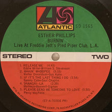 Load image into Gallery viewer, Esther Phillips : Burnin' (Live At Freddie Jett's Pied Piper, L.A.) (LP, Album, Pre)