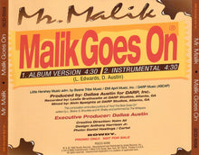 Load image into Gallery viewer, Mr. Malik : Malik Goes On (CD, Single, Promo)