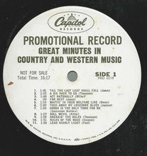 Load image into Gallery viewer, Various : Greatest Minutes In Country &amp; Western Music (LP, Comp, Promo)