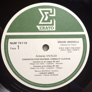 Vivaldi* - Maurice Bourgue, I Solisti Veneti, Claudio Scimone : Concerti Per Oboe, Archi E Cembalo (RV 447 - 453 - 457 - 461 - 463) (LP)