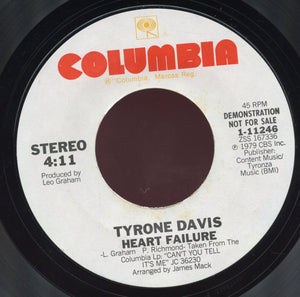 Tyrone Davis : Heart Failure (7", Single, Promo)