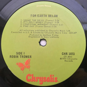 Robin Trower : For Earth Below (LP, Album, San)