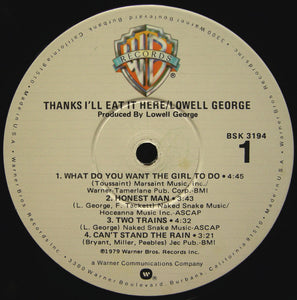 Lowell George : Thanks I'll Eat It Here (LP, Album, Win)