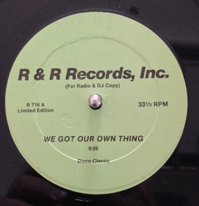 C.J. & Co / Lorraine Johnson : We Got Our Own Thing / The More I Get, The More I Want (12", Ltd, Unofficial)