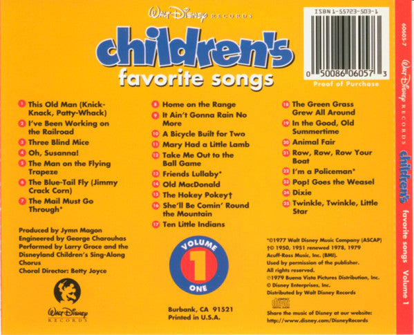 Buy Larry Groce And The Disneyland Children's Sing-Along Chorus ...