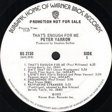 Load image into Gallery viewer, Peter Yarrow : That's Enough For Me (LP, Album, Promo, Gat)