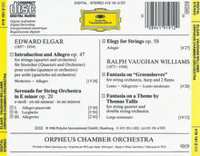 Load image into Gallery viewer, Elgar* / Vaughan Williams* – Orpheus Chamber Orchestra : Introduction And Allegro · Serenade · Elegy / Tallis Fantasia · Greensleeves Fantasia (CD)