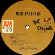 Load image into Gallery viewer, Mick Abrahams : Mick Abrahams (LP, Album, Ter)