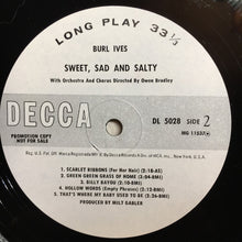 Load image into Gallery viewer, Burl Ives : Sweet, Sad &amp; Salty (LP, Album, Mono, Promo)