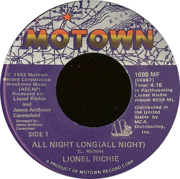 Lionel Richie : All Night Long (All Night) / Wandering Stranger (7