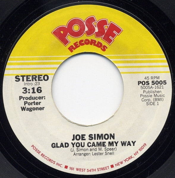 Joe Simon : Glad You Came My Way / I Don't Wanna Make Love (7