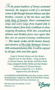Alan Menken, Howard Ashman : The Little Mermaid (Original Motion Picture Soundtrack) (Cass, Album, Dol)