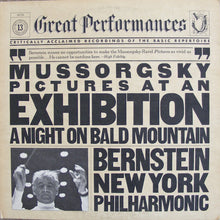 Load image into Gallery viewer, Modest Mussorgsky : Leonard Bernstein, The New York Philharmonic Orchestra : Pictures At An Exhibition/A Night On Bald Mountain (LP, Comp, RE)