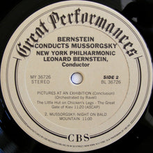 Load image into Gallery viewer, Modest Mussorgsky : Leonard Bernstein, The New York Philharmonic Orchestra : Pictures At An Exhibition/A Night On Bald Mountain (LP, Comp, RE)