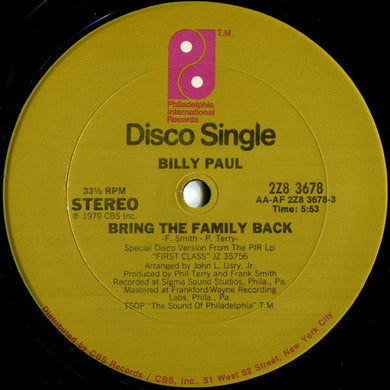 Billy Paul : Bring The Family Back (12