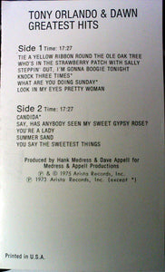 Tony Orlando & Dawn : Greatest Hits (Cass, Comp)