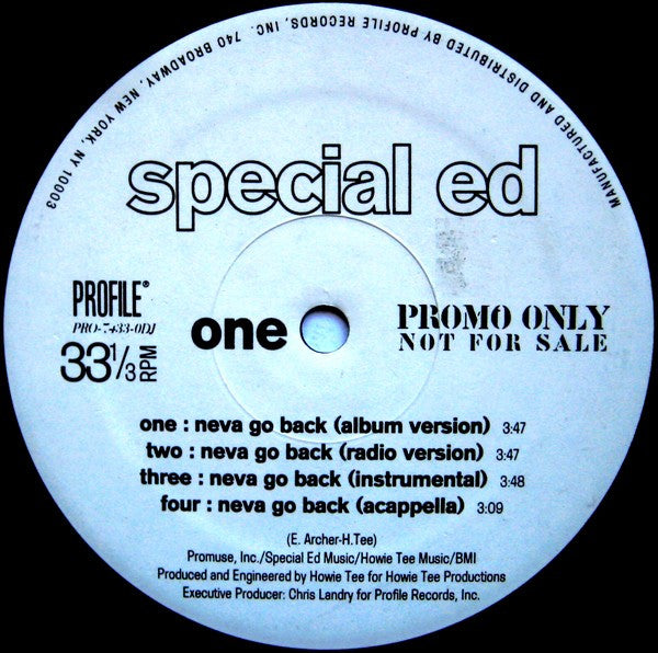 Special Ed : Neva Go Back / Just A Killa (12