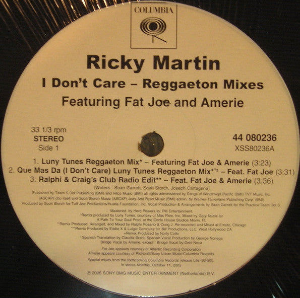 Ricky Martin : I Don't Care (Reggaeton Mixes) (12
