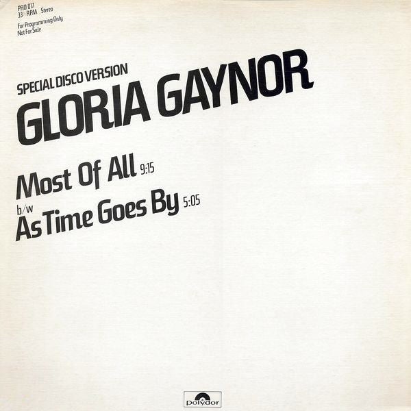 Gloria Gaynor : Most Of All / As Time Goes By (12