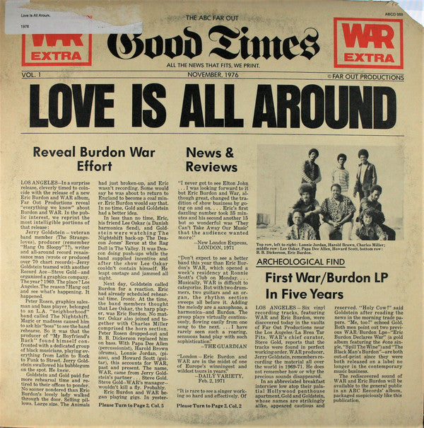 Eric Burdon & War : Love Is All Around (LP, Album, Pit)