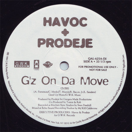 Havoc & Prodeje : G'z On Da Move / Endo Glide (12