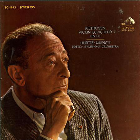 Ludwig van Beethoven, Jascha Heifetz • Charles Munch, Boston Symphony Orchestra : Violin Concerto (In D) (LP, Album, RE + Box)