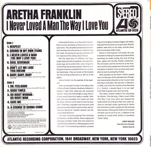 Aretha Franklin : I Never Loved A Man The Way I Love You (LP, Album, Pit)