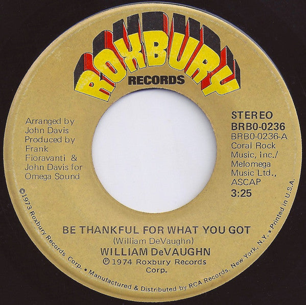 William DeVaughn : Be Thankful For What You Got (7