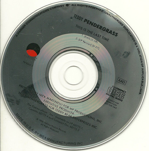 Teddy Pendergrass : This Is The Last Time (CD, Single, Promo)