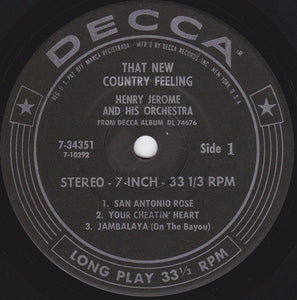 Henry Jerome And His Orchestra : That New Country Feeling (7", Jukebox)