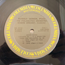 Load image into Gallery viewer, Rudolf Serkin, Felix Mendelssohn-Bartholdy, Robert Schumann, Eugene Ormandy, The Philadelphia Orchestra, Columbia Symphony Orchestra : Romantic Showpieces For Piano And Orchestra Mendelssohn: Piano Concertos Nos. 1 And 2; Capriccio Brillante Schumann: Piano Concerto; Introduction And Allegro (2xLP, Comp, Gat)