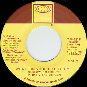 Smokey Robinson : Being With You (7", Single, Ter)