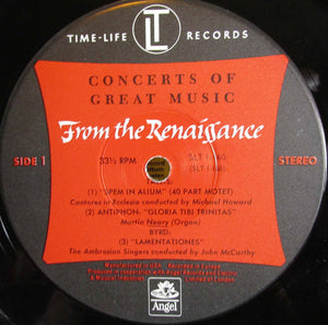 Dieterich Buxtehude, William Byrd, Girolamo Frescobaldi, Giovanni Gabrieli, Andrea Gabrieli, Carlo Gesualdo, Roland de Lassus, Jean-Baptiste Lully, Claudio Monteverdi, Giovanni Pierluigi da Palestrina, Heinrich Schütz, Thomas Tallis : From The Renaissance - Concert (5xLP, Album, Comp, Box)