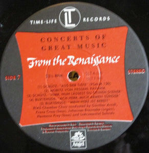 Dieterich Buxtehude, William Byrd, Girolamo Frescobaldi, Giovanni Gabrieli, Andrea Gabrieli, Carlo Gesualdo, Roland de Lassus, Jean-Baptiste Lully, Claudio Monteverdi, Giovanni Pierluigi da Palestrina, Heinrich Schütz, Thomas Tallis : From The Renaissance - Concert (5xLP, Album, Comp, Box)