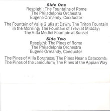 Load image into Gallery viewer, Ottorino Respighi, Eugene Ormandy, The Philadelphia Orchestra : Pines &amp; Fountains Of Rome (Cass)