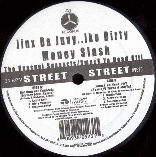 Jinx Da Juvy : The Unusual Suspects (Marley Marl Remix) / Smack Ya Head Off! (Remix) (12