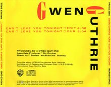 Load image into Gallery viewer, Gwen Guthrie : Can&#39;t Love You Tonight (CD, Single, Promo)