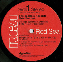 Load image into Gallery viewer, Ludwig van Beethoven, The Chicago Symphony Orchestra, Fritz Reiner, Phyllis Curtin, Florence Kopleff, John McCollum, Donald Gramm, Margaret Hillis : The World's Favorite Symphonies: Beethoven Symphony No. 9 In D Minor, Op. 125 ("Choral") (LP)