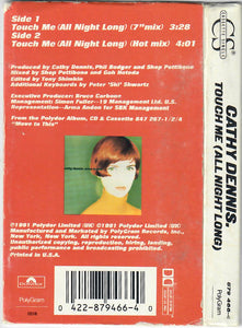 Cathy Dennis : Touch Me (All Night Long) (Cass, Single)