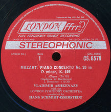 Load image into Gallery viewer, Wolfgang Amadeus Mozart, Vladimir Ashkenazy, The London Symphony Orchestra, Hans Schmidt-Isserstedt : Piano Concerto No. 20 In D Minor (K.466) / Piano Concerto No. 6 In B Flat Major (K.238) (LP, Album)
