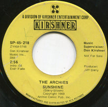 Load image into Gallery viewer, The Archies : Sunshine  (7", Single, Promo)
