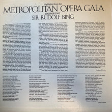 Load image into Gallery viewer, Various : Highlights From Metropolitan Opera Gala Honouring Sir Rudolf Bing (LP, Comp, Gat)