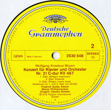 Load image into Gallery viewer, Mozart* – Friedrich Gulda, Wiener Philharmoniker · Vienna Philharmonic*, Claudio Abbado : Klavierkonzerte · Piano Concertos Nr. 20 &amp; 21 (LP)