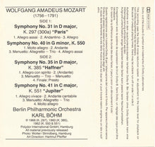 Load image into Gallery viewer, Berliner Philharmoniker, Karl Böhm : Mozart : Symphonies No.31 &quot; Paris &quot;, No. 35 &quot; Haffner &quot;, No. 40 In G Minor, No. 41 &quot; Jupiter &quot; (Cass, Comp, RE)