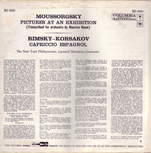 Load image into Gallery viewer, Modest Mussorgsky, Nikolai Rimsky-Korsakov, The New York Philharmonic Orchestra, Leonard Bernstein : Pictures At An Exhibition · Capriccio Espagnol (LP)